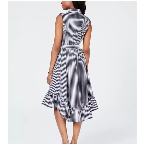 Gingham Ruffled-Hem Dress, Created for Macy's. High low hem. Excellent Pre~Loved - Picture 3 of 12